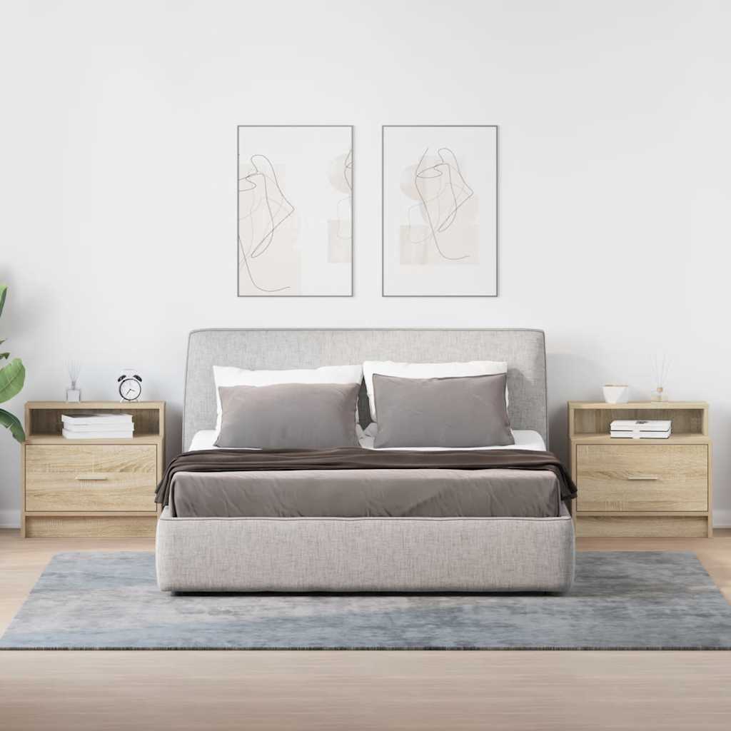 vidaXL Κομοδίνα με συρτάρι 2 τεμ. Sonoma Δρυς 51x31x47 εκ.