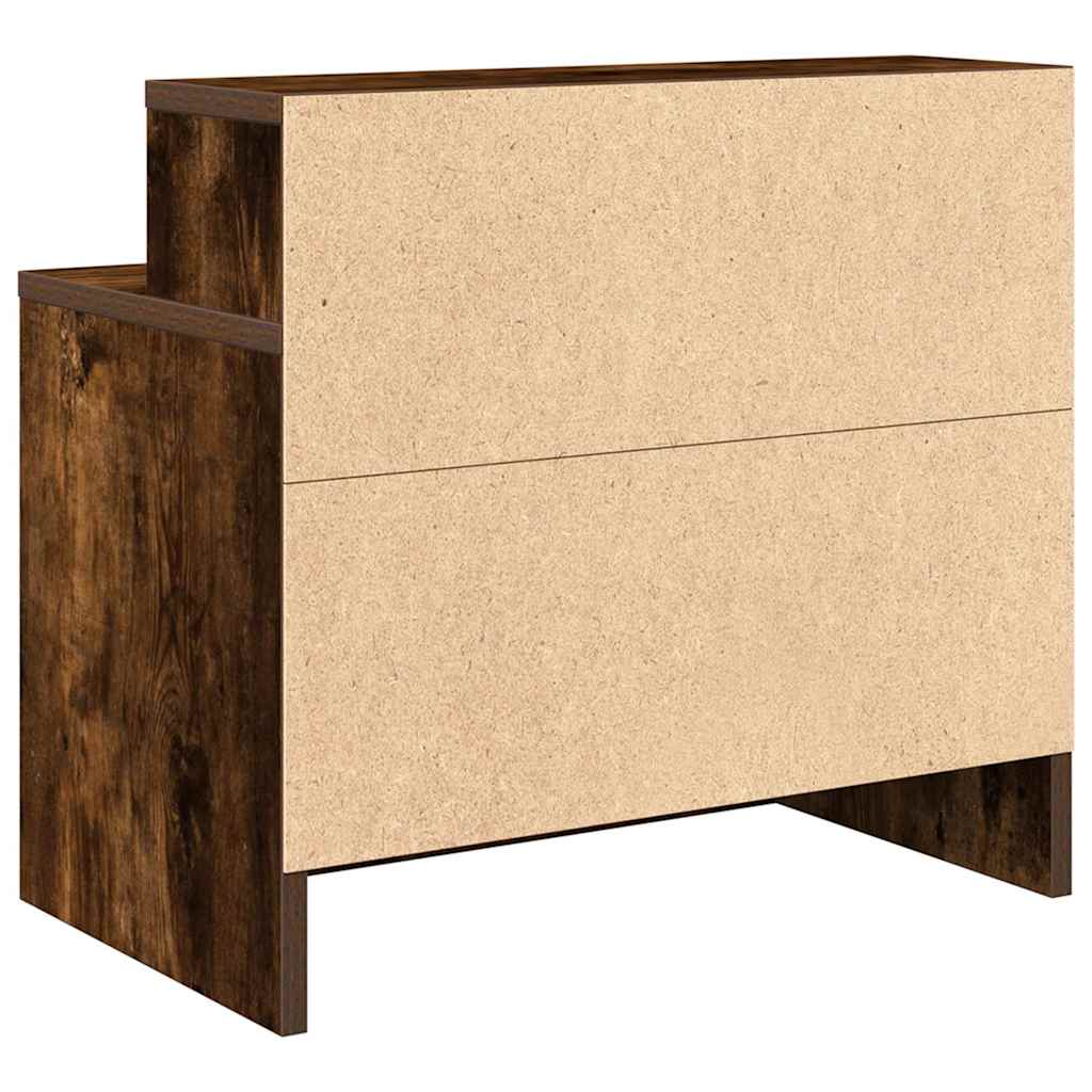 vidaXL Κομοδίνα με συρτάρι 2 τεμ. Καπνιστή Δρυς 51x31x47 εκ.