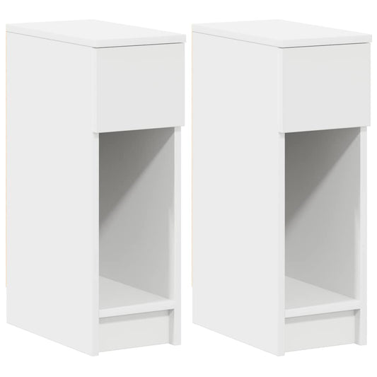 vidaXL Κομοδίνα με συρτάρι 2 τεμάχια Λευκό 20x36x60 cm