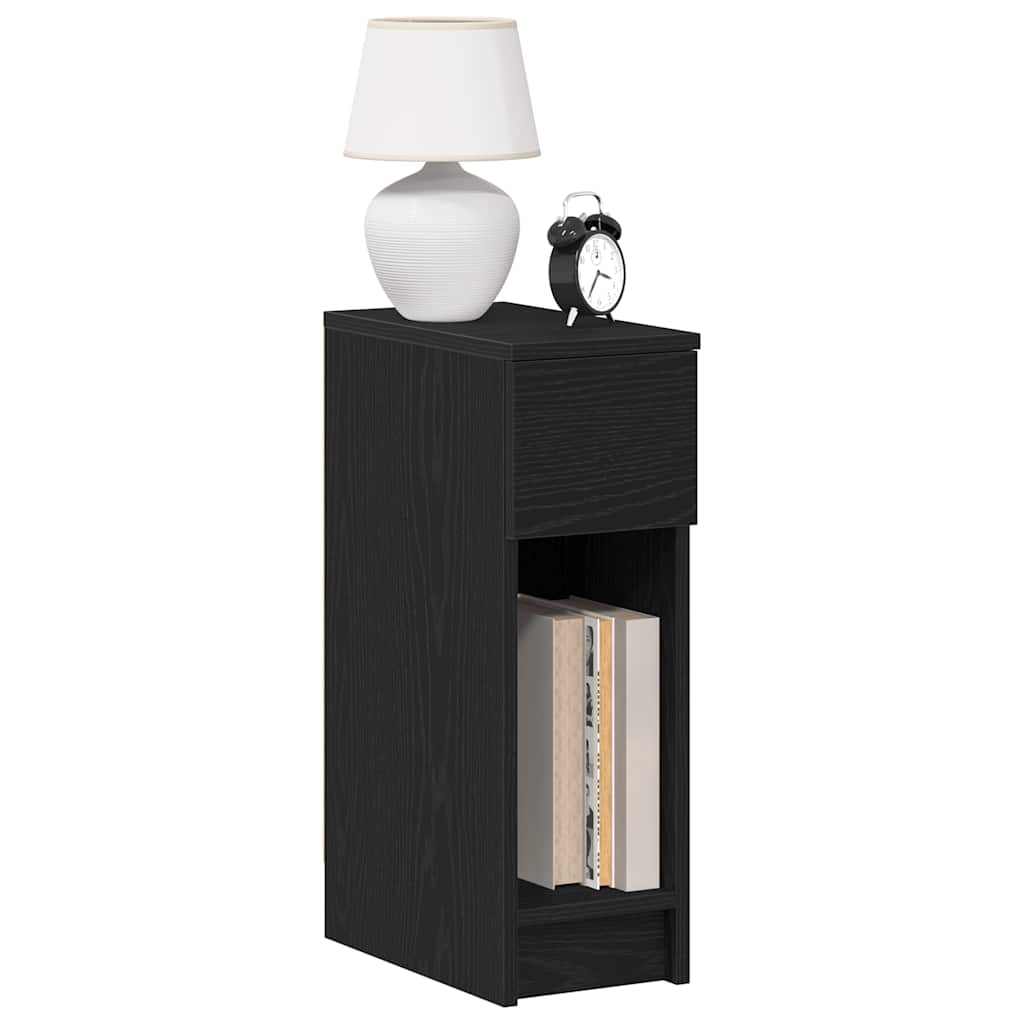 vidaXL Κομοδίνο με συρτάρι Μαύρη βελανιδιά 20x36x60 cm