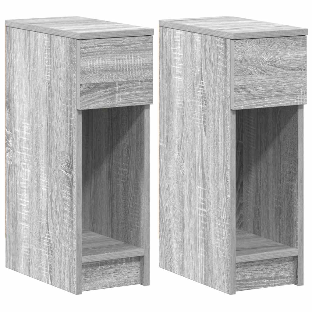vidaXL Κομοδίνα με συρτάρι 2 τεμάχια Γκρι Sonoma 20x36x60 εκ.
