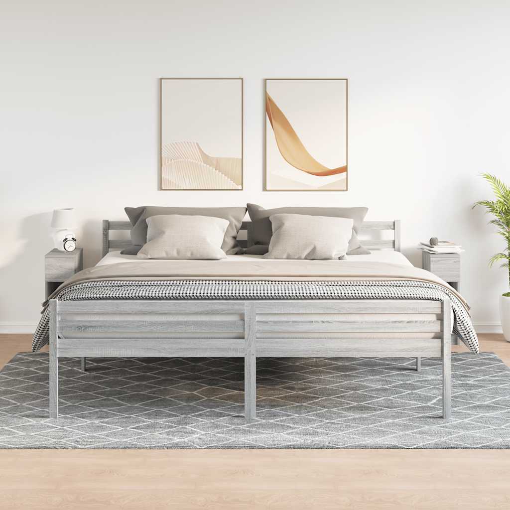 vidaXL Κομοδίνα με συρτάρι 2 τεμάχια Γκρι Sonoma 20x36x60 εκ.