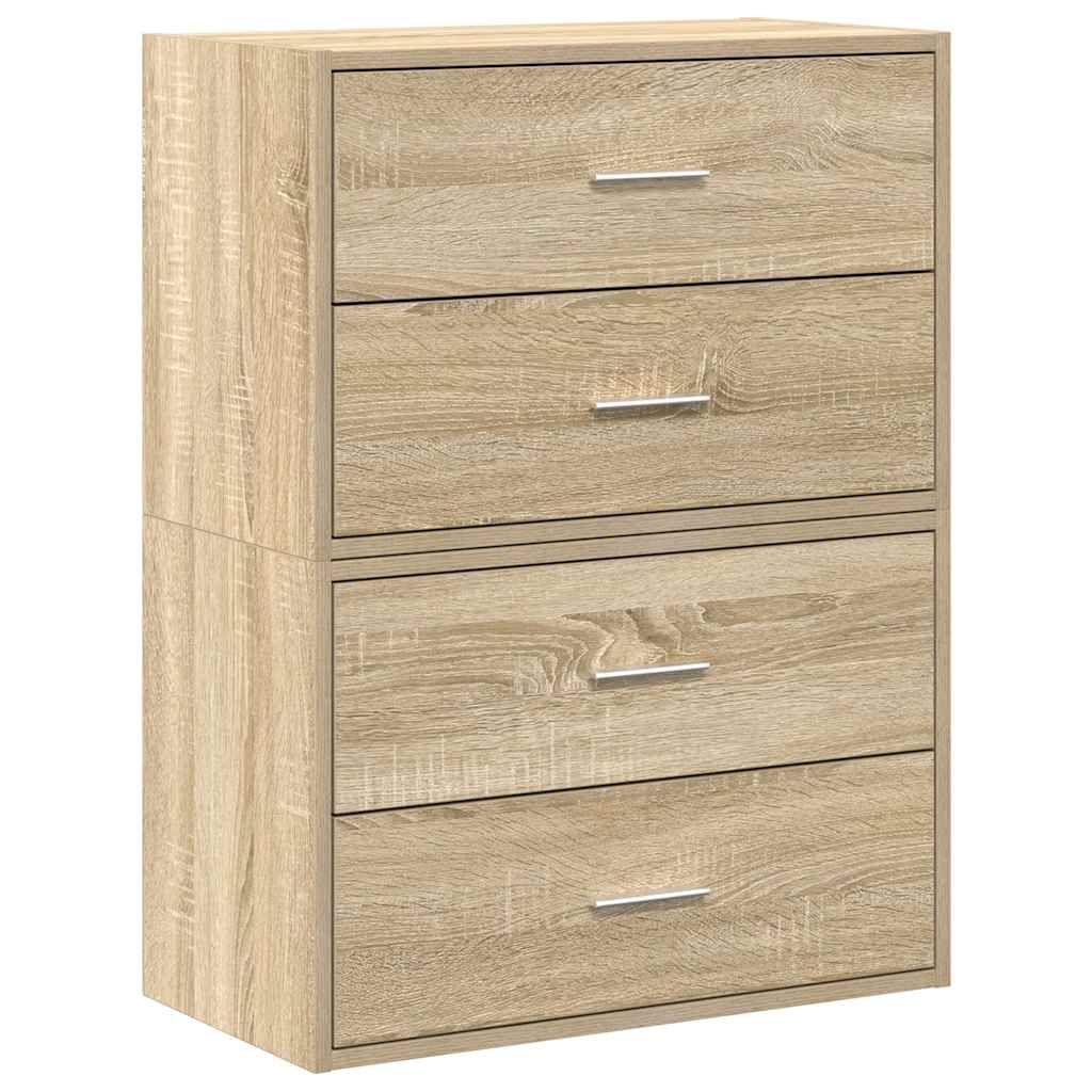 vidaXL Ντουλάπια με 4 συρτάρια 2 τεμ. Sonoma Δρυς 60x31x40 εκ.