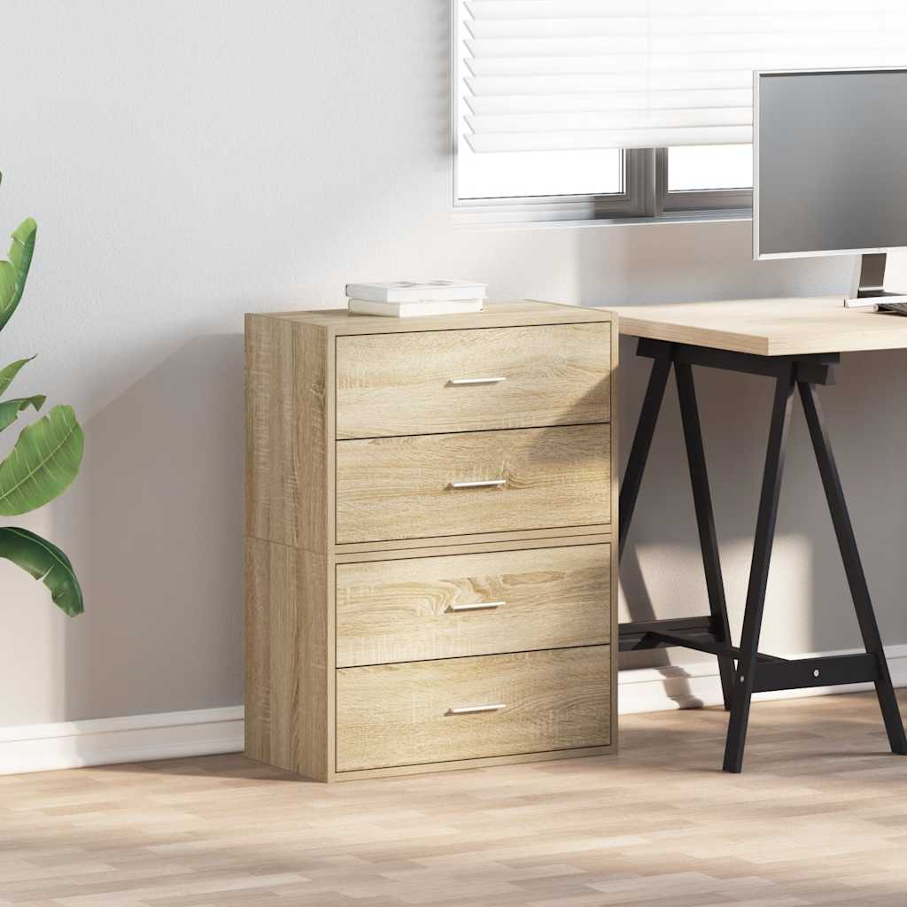 vidaXL Ντουλάπια με 4 συρτάρια 2 τεμ. Sonoma Δρυς 60x31x40 εκ.