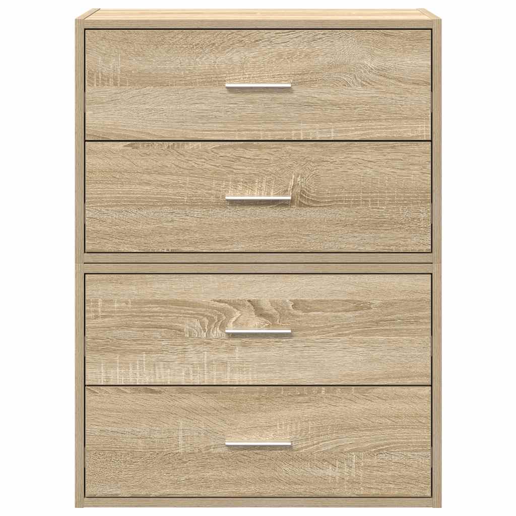 vidaXL Ντουλάπια με 4 συρτάρια 2 τεμ. Sonoma Δρυς 60x31x40 εκ.