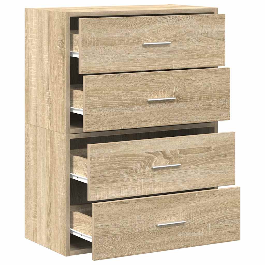 vidaXL Ντουλάπια με 4 συρτάρια 2 τεμ. Sonoma Δρυς 60x31x40 εκ.