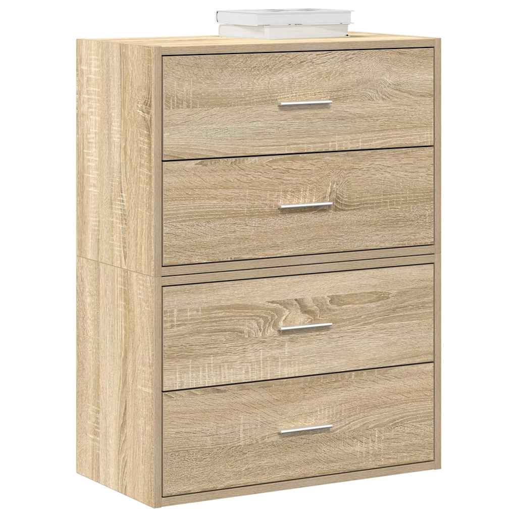 vidaXL Ντουλάπια με 4 συρτάρια 2 τεμ. Sonoma Δρυς 60x31x40 εκ.