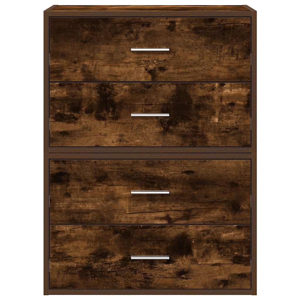 vidaXL Ντουλάπια με 2 συρτάρια 2 τεμ. Καπνιστή Δρυς 60x31x40 εκ.