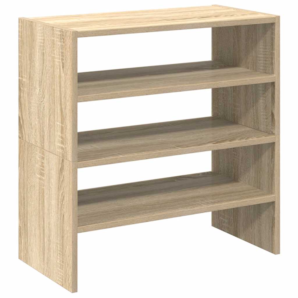 vidaXL Ράφια παπουτσιών 2 τμχ στοιβαζόμενα Sonoma Oak 60x30x30,5 cm
