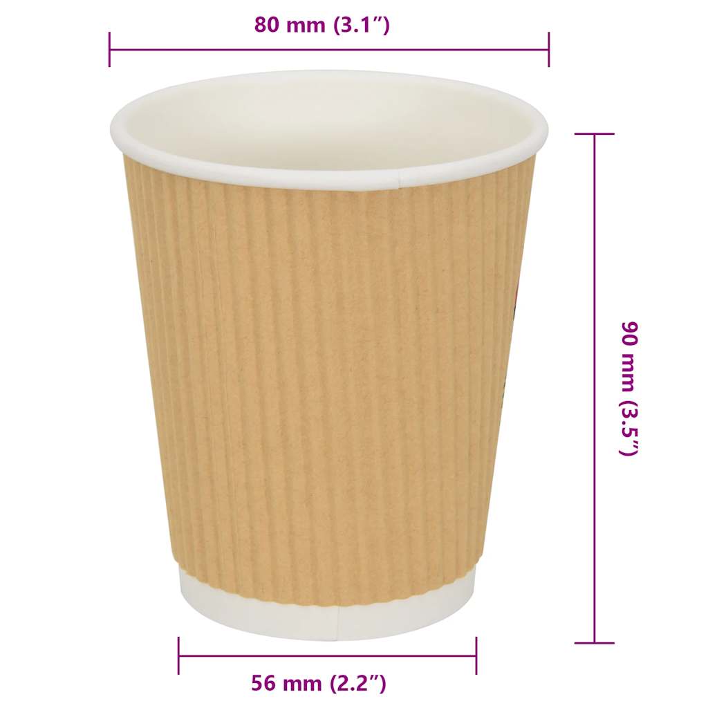 vidaXL Χάρτινα ποτήρια καφέ 500 τεμάχια 8oz 200ml καφέ