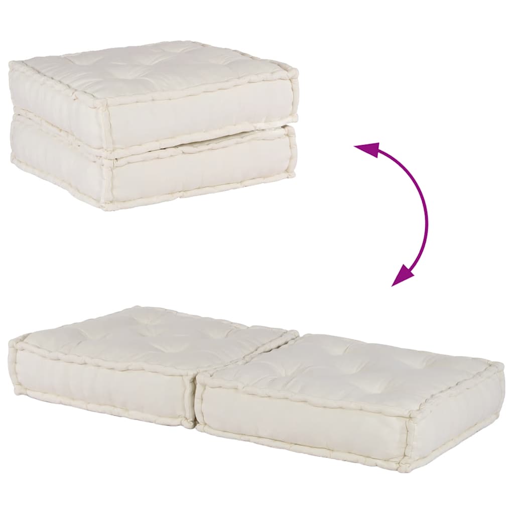 vidaXL Modular Pouffe Cream 70x70x36 ύφασμα