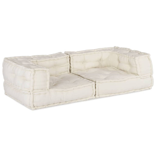vidaXL Modular Pouffe Cream 140x70x36 ύφασμα