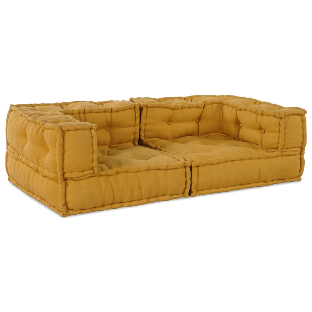 vidaXL Διθέσιος Προκατασκευασμένος Καναπές Κίτρινος 140x70x36 Υφασμάτινος