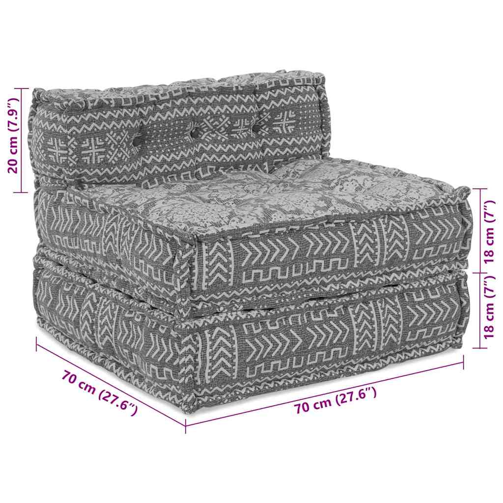 vidaXL Αρθρωτός Καναπές Γεωμετρικό Ανοιχτό γκρι 70 x 70 x 54 εκ ύφασμα
