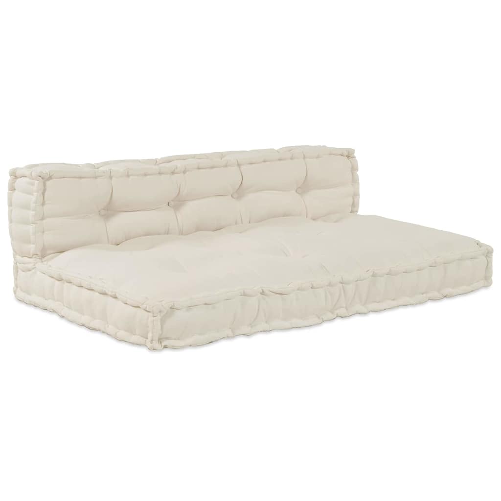 vidaXL Μαξιλάρι για καναπέ παλέτας 2 pcs Ύφασμα Κρεμ 120 x 80 x 38 εκ.