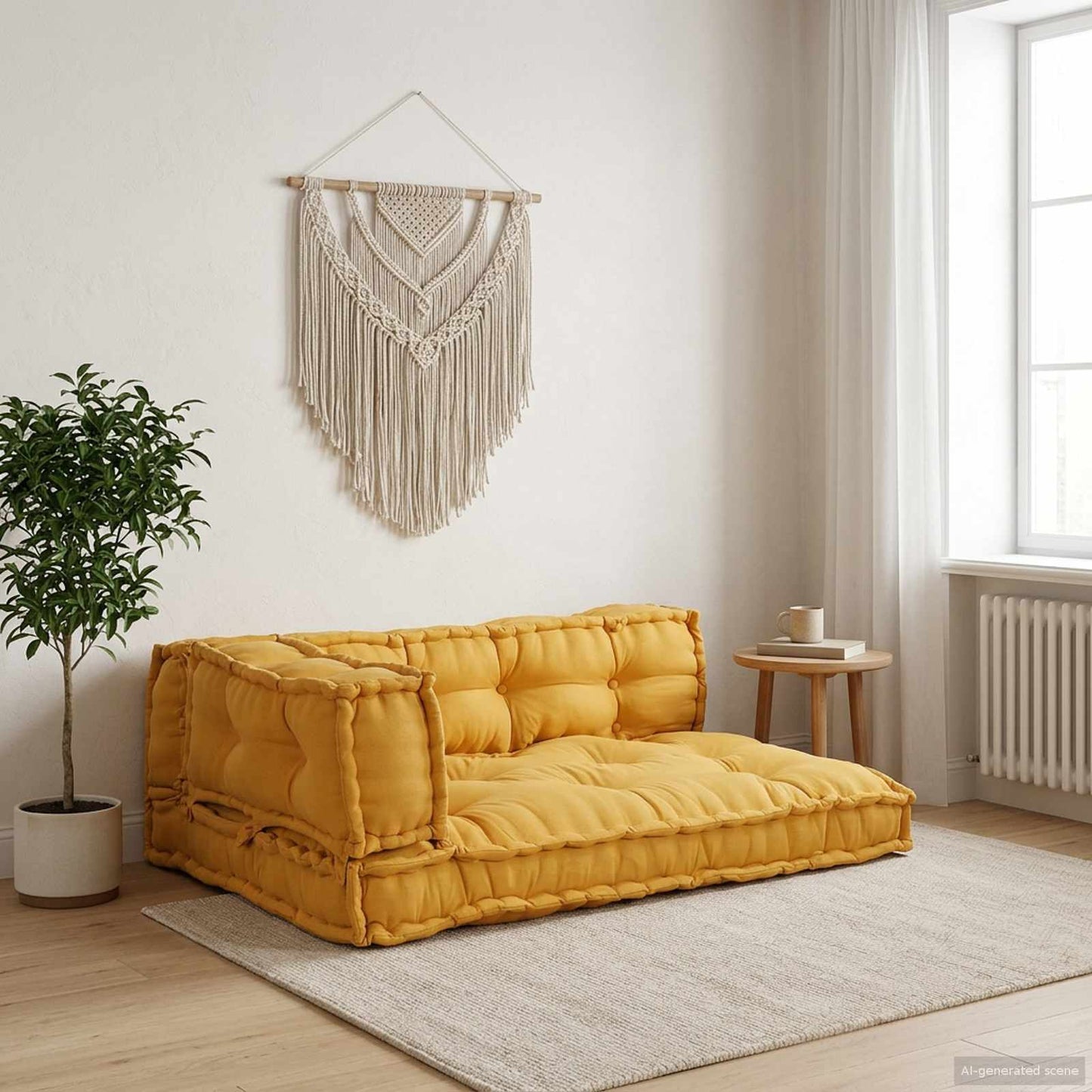 vidaXL Μαξιλάρι για καναπέ παλέτας 3 pcs Ύφασμα Κίτρινο
