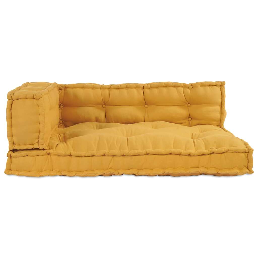 vidaXL Μαξιλάρι για καναπέ παλέτας 3 pcs Ύφασμα Κίτρινο