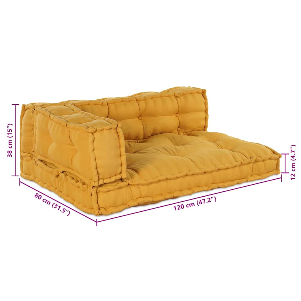 vidaXL Μαξιλάρι για καναπέ παλέτας 3 pcs Ύφασμα Κίτρινο