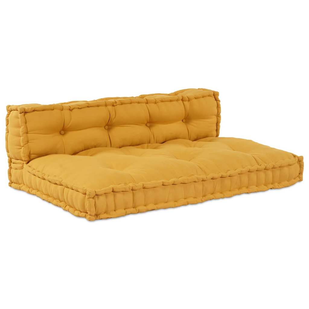 vidaXL Μαξιλάρι για καναπέ παλέτας 2 pcs Ύφασμα Κίτρινο