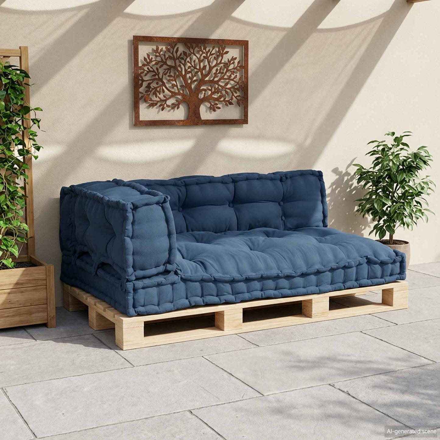 vidaXL Μαξιλάρι για καναπέ παλέτας 3 pcs Ύφασμα Ινδικο