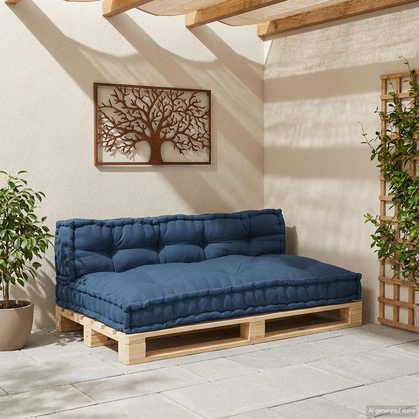 vidaXL Μαξιλάρι για καναπέ παλέτας 2 pcs Ινδικο 120 x 80 x 38 εκ.
