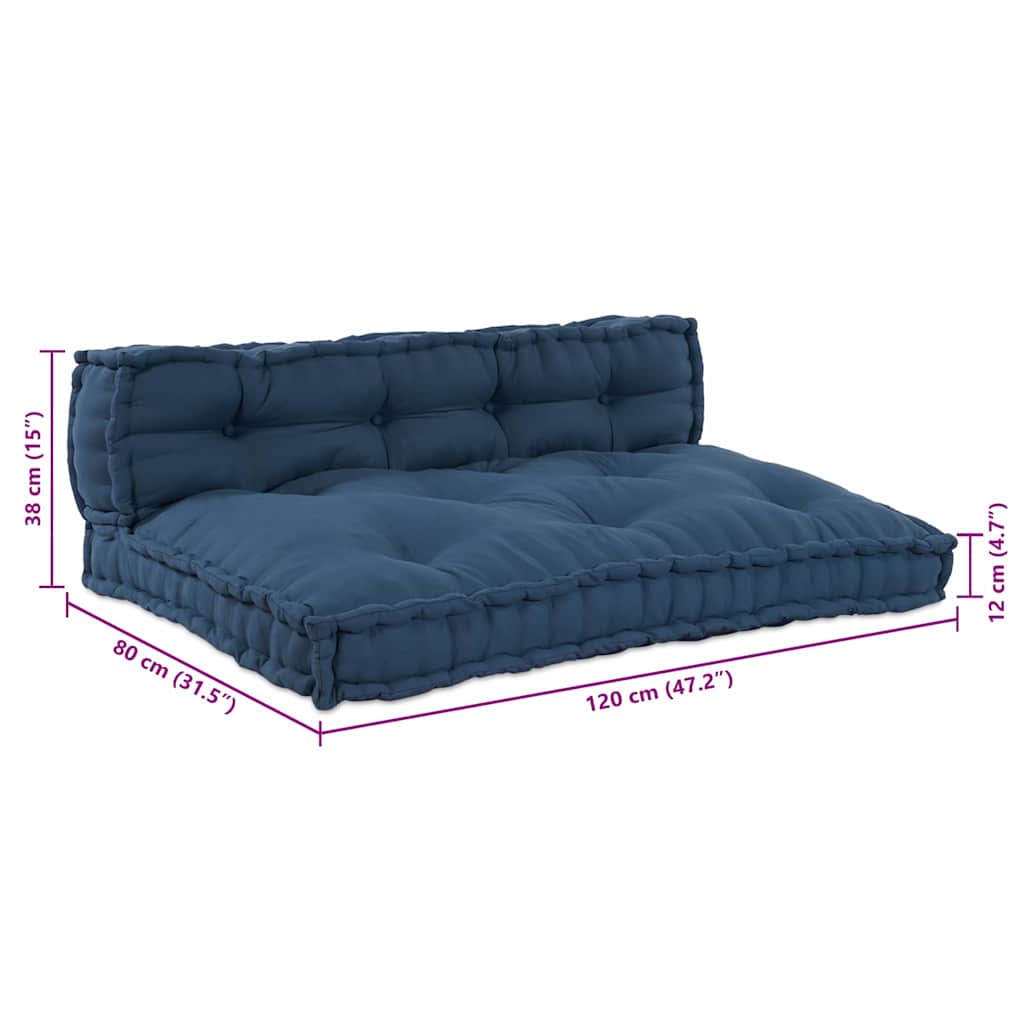 vidaXL Μαξιλάρι για καναπέ παλέτας 2 pcs Ινδικο 120 x 80 x 38 εκ.