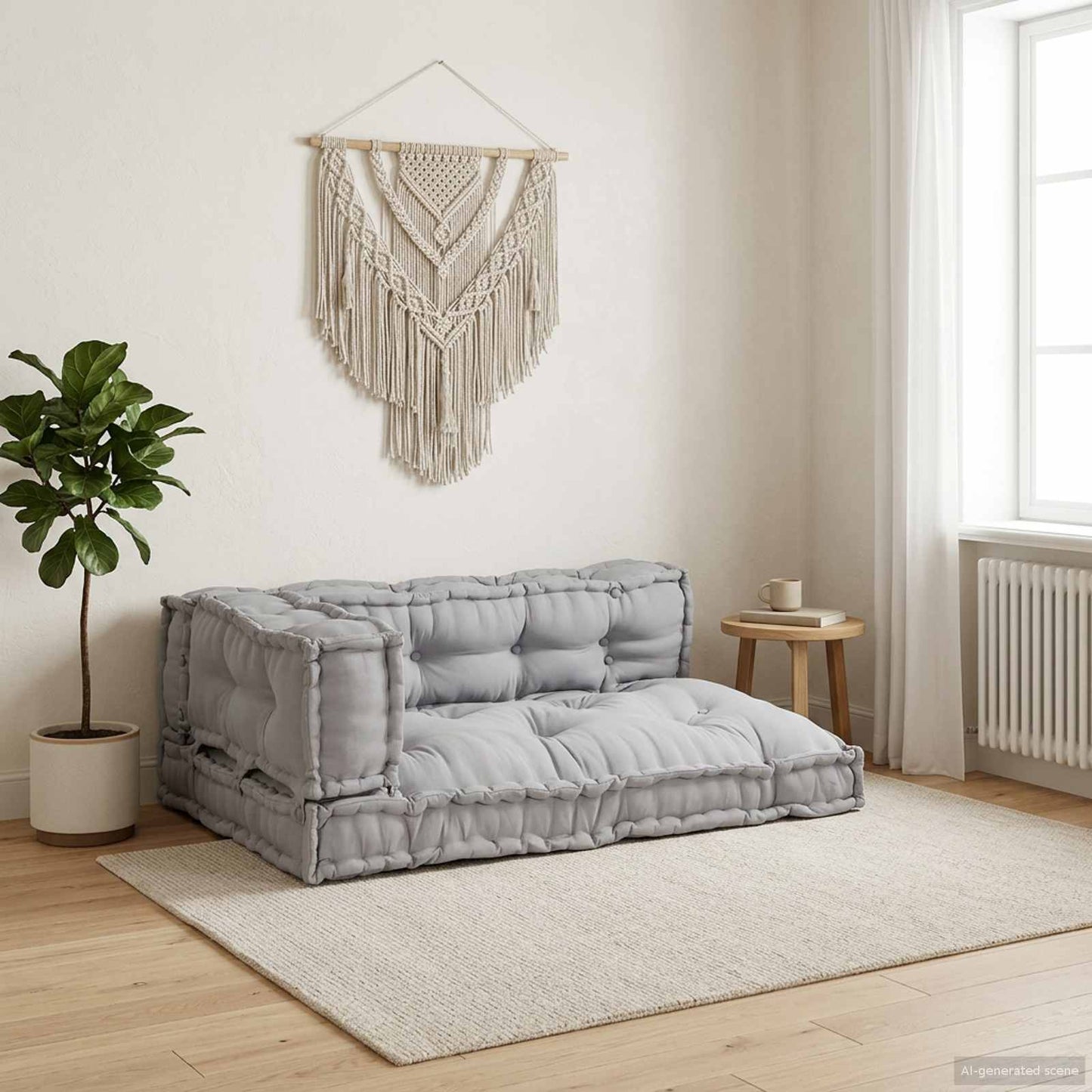 vidaXL Μαξιλάρι για καναπέ παλέτας 3 pcs Ύφασμα Γκρι 120 x 80 x 38 εκ.