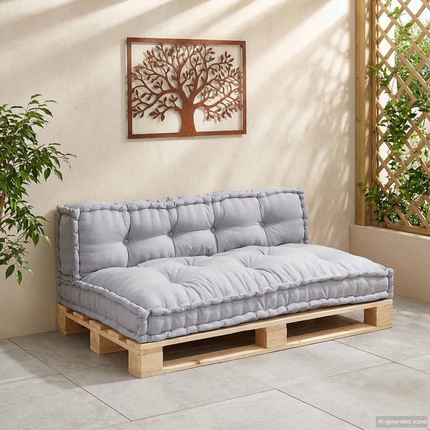 vidaXL Μαξιλάρι για καναπέ παλέτας 2 pcs Γκρι 120 x 80 x 38 εκ. Ύφασμα