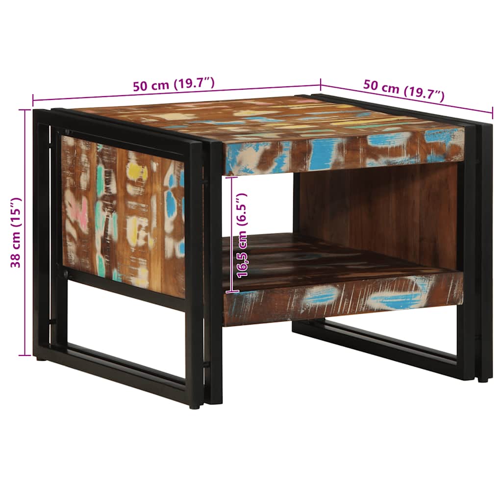 vidaXL Τραπεζάκι σαλονιού πολύχρωμο 50x50x38cm Ξύλο μασίφ αναγεννημένο