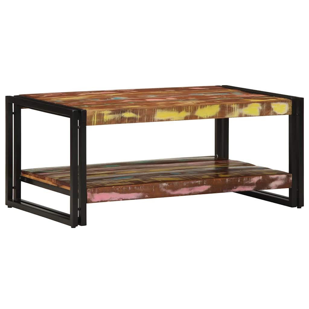 vidaXL Τραπεζάκι σαλονιού πολύχρωμο 90x50x38cm Ξύλο μασίφ αναγεννημένο