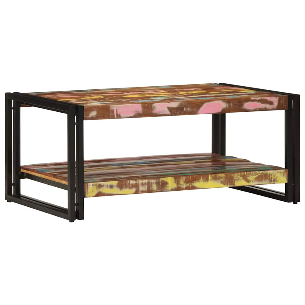 vidaXL Τραπεζάκι σαλονιού πολύχρωμο 90x50x38cm Ξύλο μασίφ αναγεννημένο