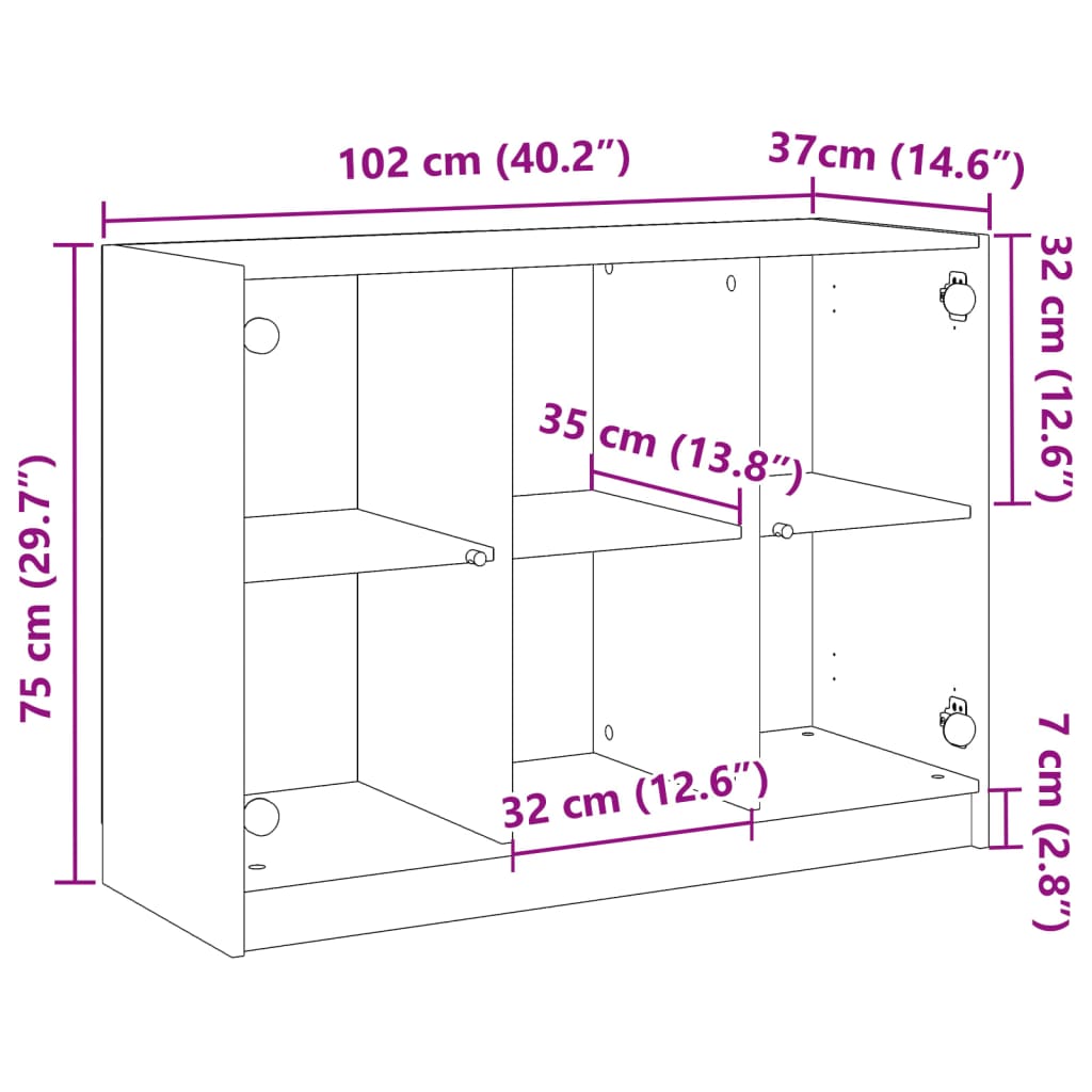 vidaXL Ντουλάπι Παλαιό Ξύλο 102x37x75,5 εκ. από Επεξεργασμένο Ξύλο