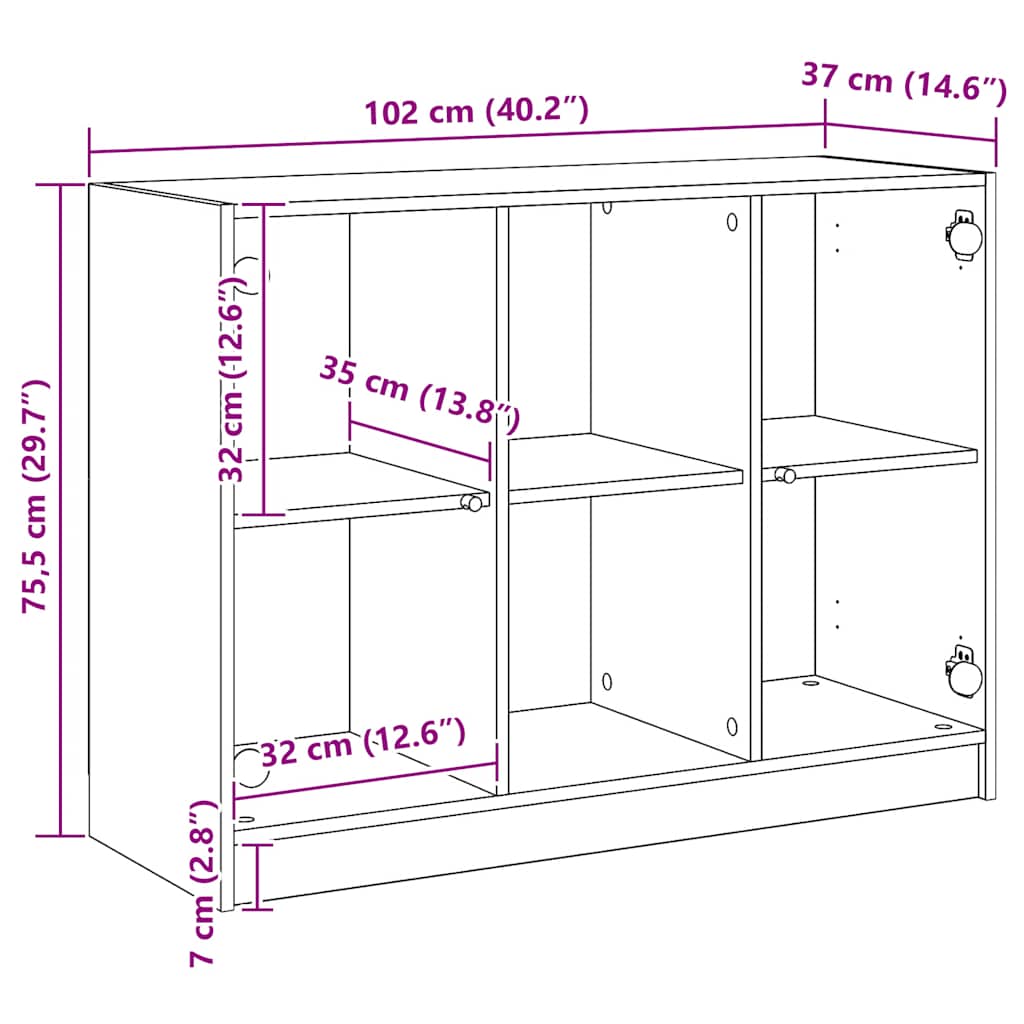 vidaXL Ντουλάπι Artisian Δρυς 102x37x75,5 εκ. από Επεξεργασμένο Ξύλο
