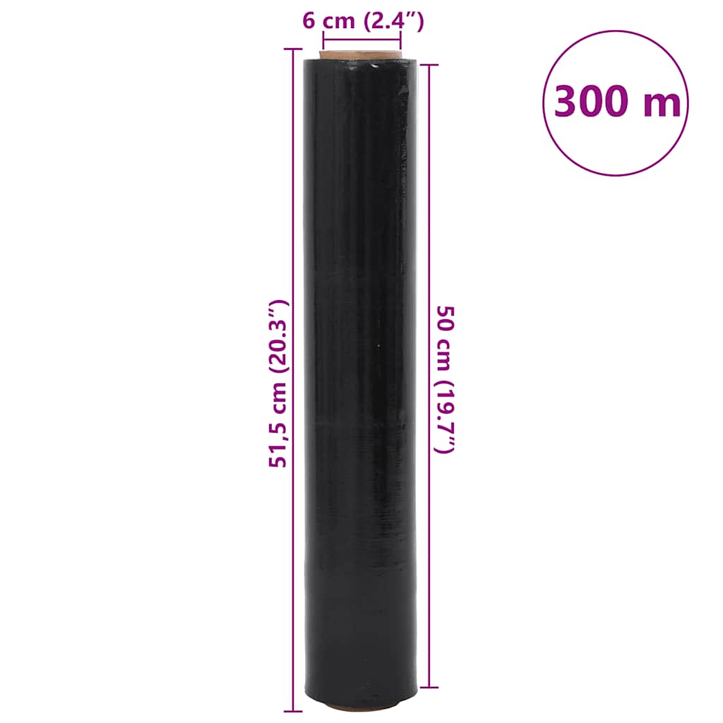 vidaXL Stretch Film 2 τεμάχια Μαύρο 20 μm 50 cm x 300 m