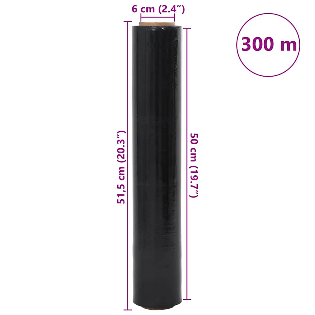 vidaXL Stretch Film 6 τεμάχια Μαύρο 30 μm 50 cm x 300 m