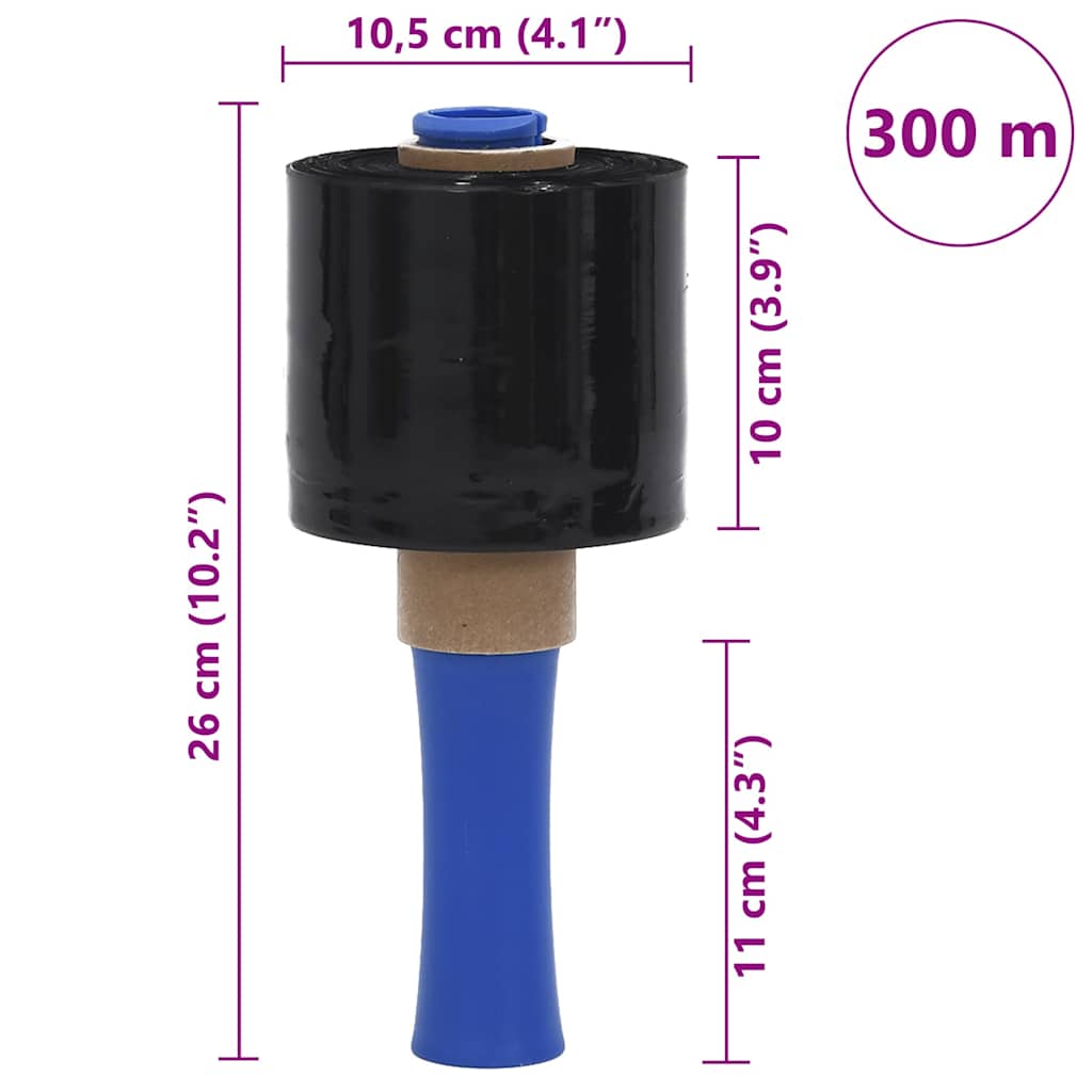 vidaXL Stretch Films 10 τεμάχια Μαύρο 23 μm 10 cm x 300 m