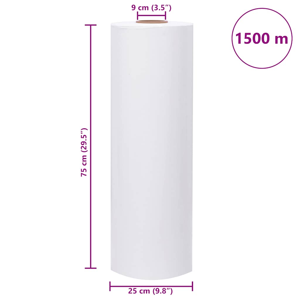 vidaXL Αγροτική ταινία τεντώματος Λευκό 25 μm 75 cm x 1500 m