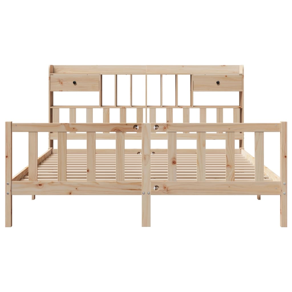 vidaXL Κρεβάτι Βιβλιοθήκη Χωρίς Στρώμα 180x200 εκ Μασίφ Ξύλο Πεύκου