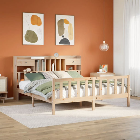vidaXL Κρεβάτι Βιβλιοθήκη Χωρίς Στρώμα 180x200 εκ Μασίφ Ξύλο Πεύκου