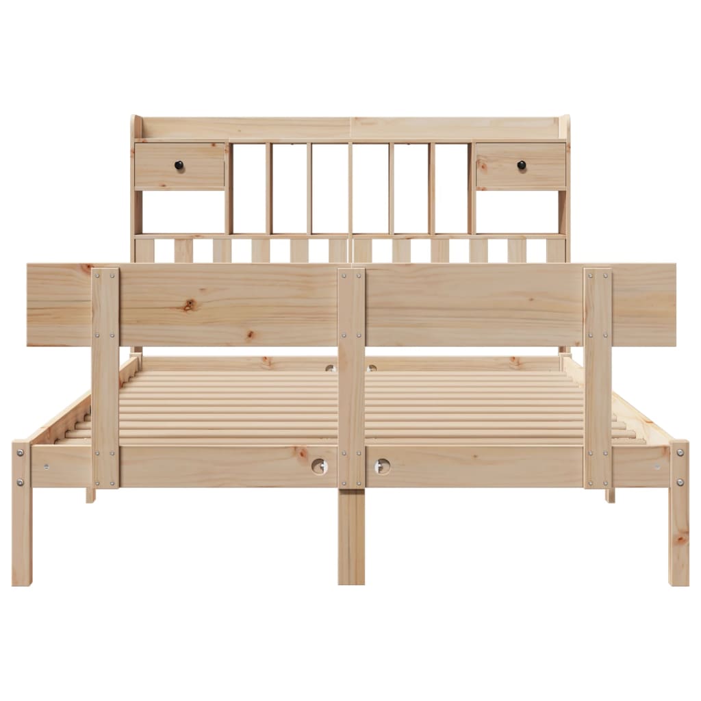 vidaXL Κρεβάτι Βιβλιοθήκη Χωρίς Στρώμα 140x190 εκ Μασίφ Ξύλο Πεύκου