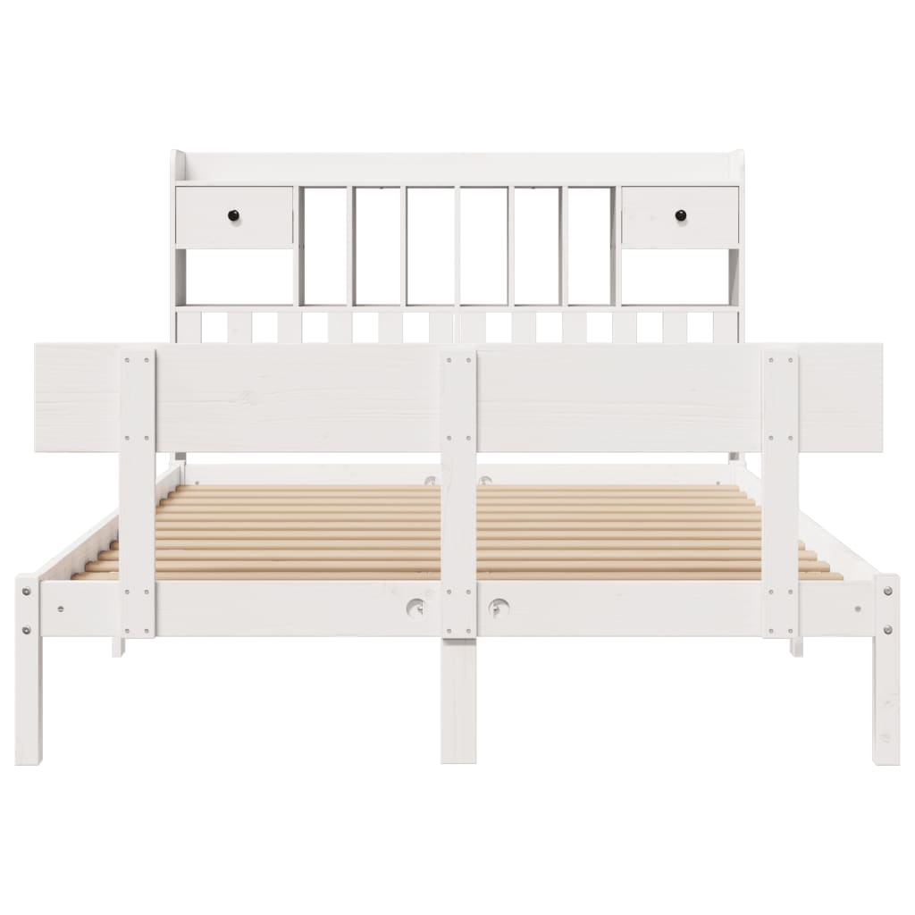 vidaXL Κρεβάτι Βιβλιοθήκη Χωρίς Στρώμα 140x190 εκ Μασίφ Ξύλο Πεύκου