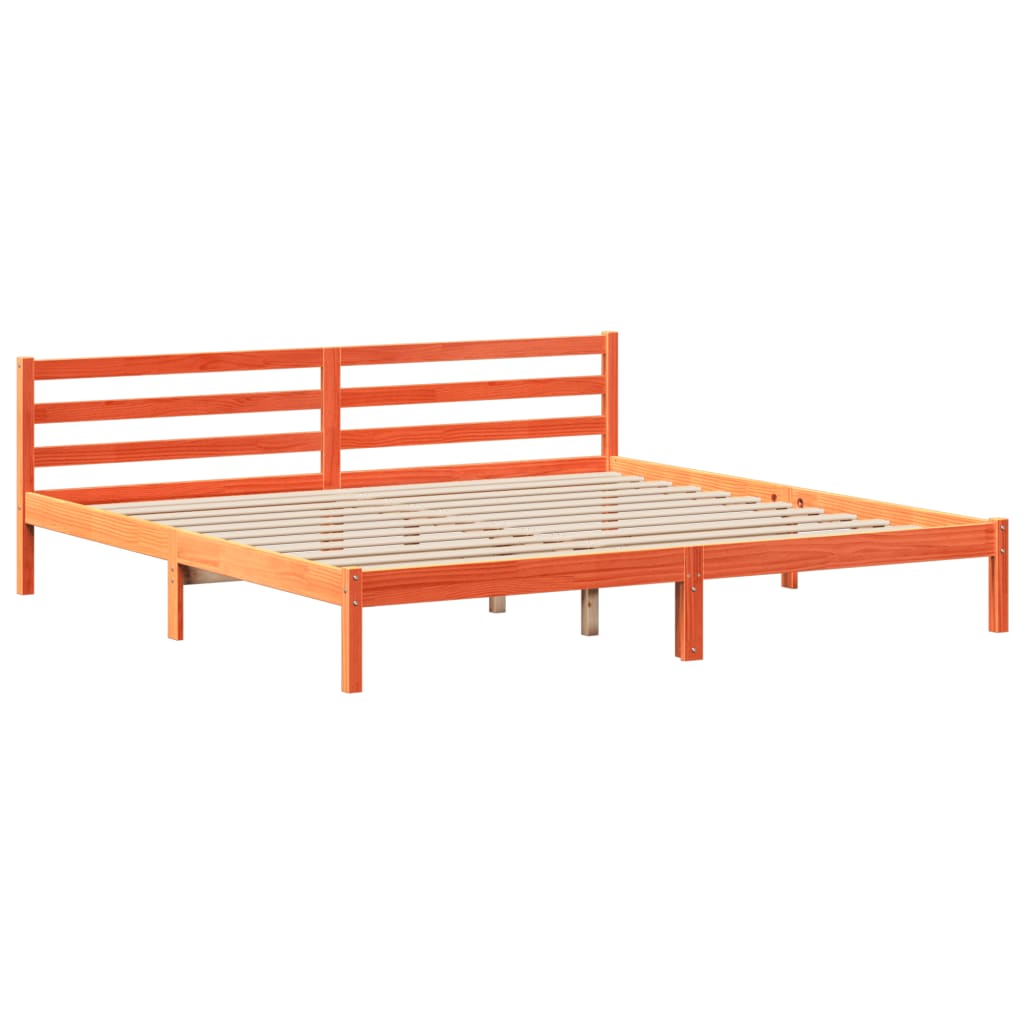 vidaXL Κρεβάτι Βιβλιοθήκη Χωρίς Στρώμα Καφέ 180x200 εκ Μασίφ Πεύκο