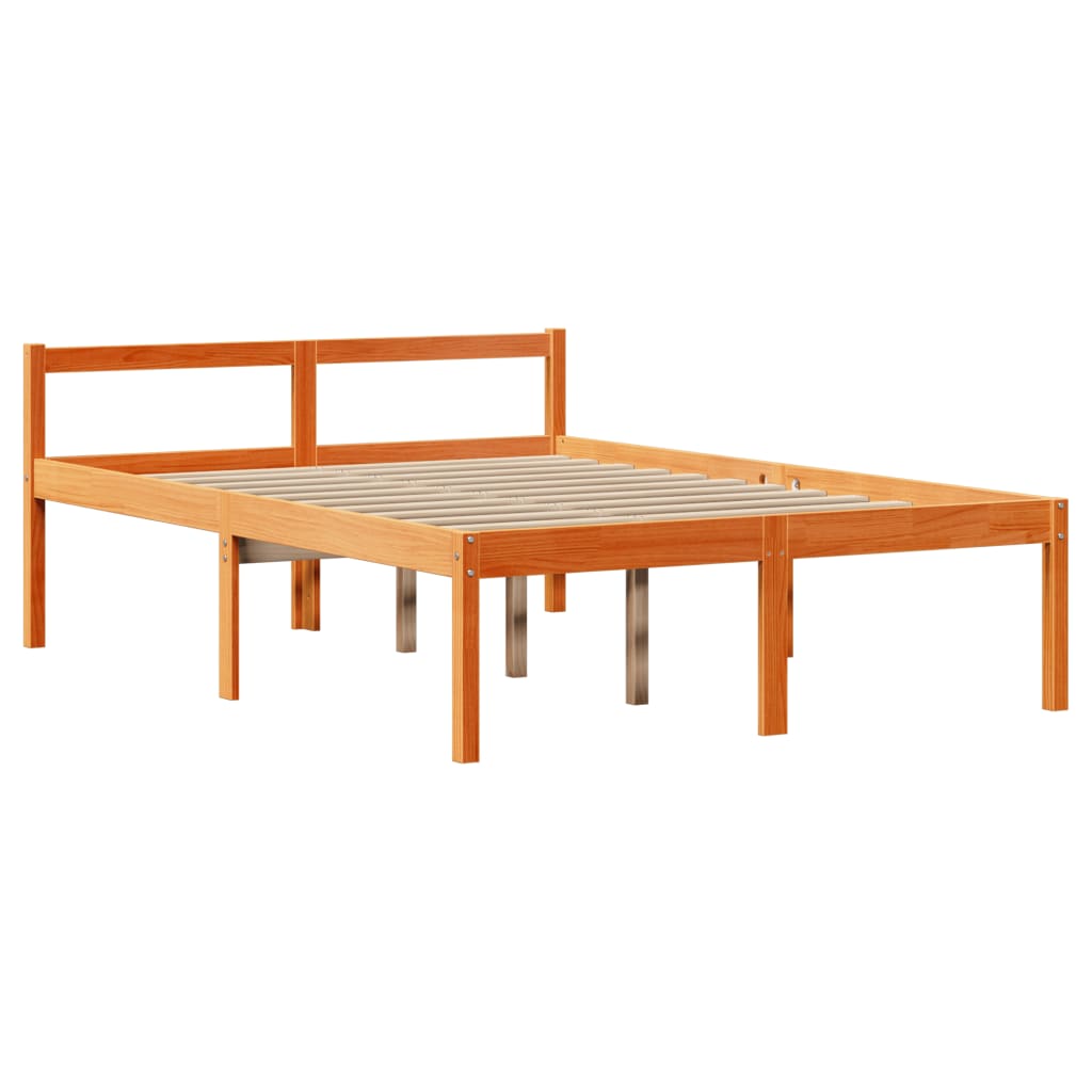 vidaXL Κρεβάτι Βιβλιοθήκη Χωρίς Στρώμα Καφέ 150x200 εκ Μασίφ Πεύκο
