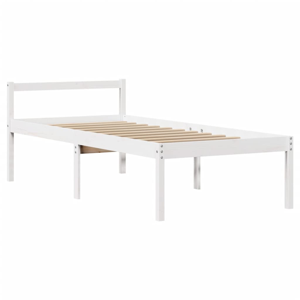 vidaXL Κρεβάτι Βιβλιοθήκη Χωρίς Στρώμα Λευκό 75x190 εκ Μασίφ Πεύκο