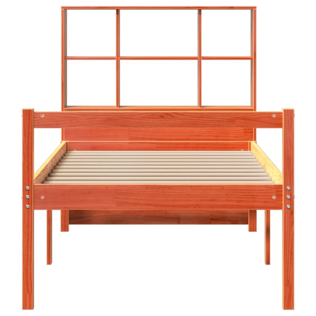 vidaXL Κρεβάτι Βιβλιοθήκη Χωρίς Στρώμα Καφέ 75x190 εκ Μασίφ Πεύκο