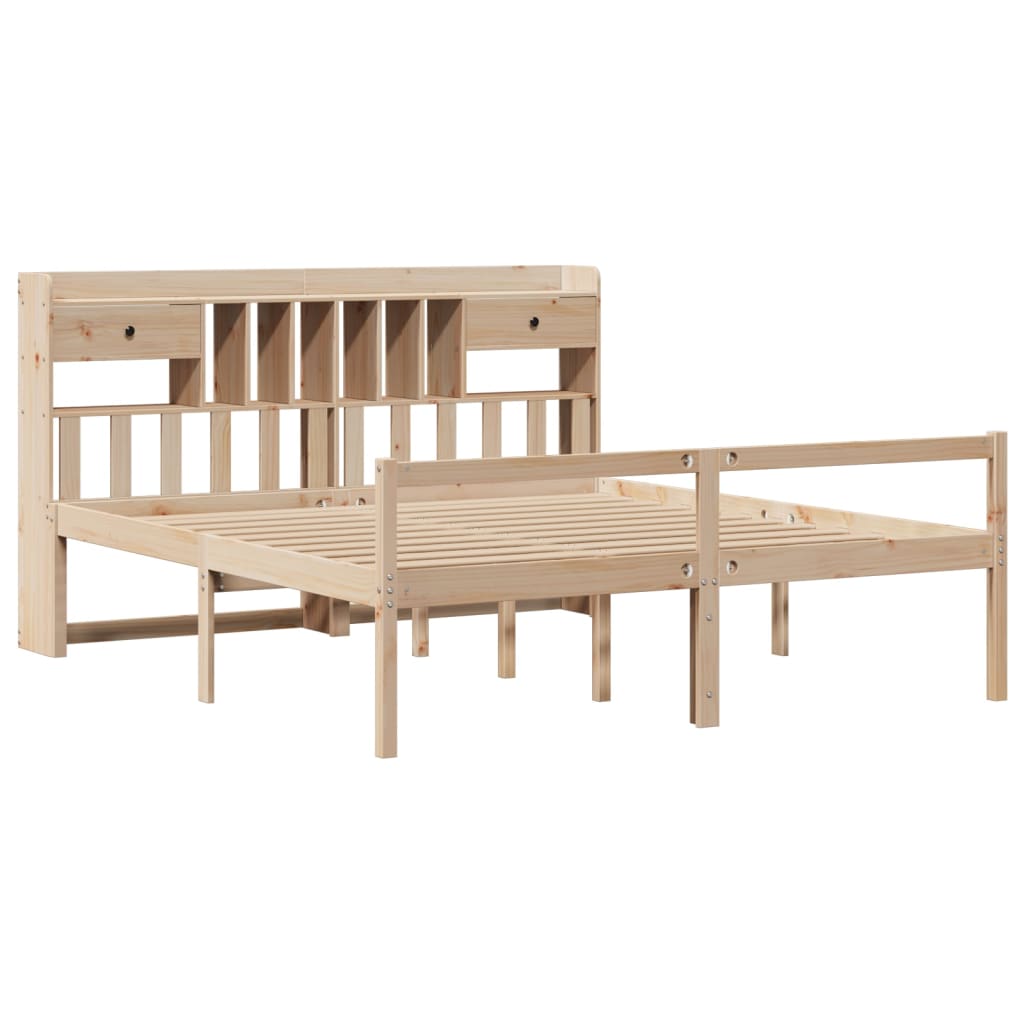 vidaXL Κρεβάτι Βιβλιοθήκη Χωρίς Στρώμα 180x200 εκ Μασίφ Ξύλο Πεύκου