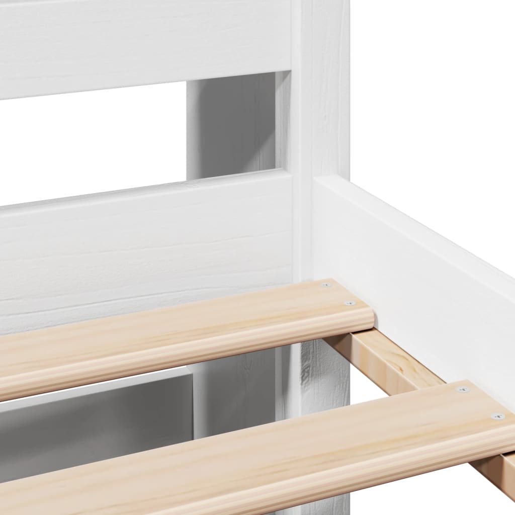 vidaXL Κρεβάτι Βιβλιοθήκη Χωρίς Στρώμα Λευκό 135x190 εκ Μασίφ Πεύκο