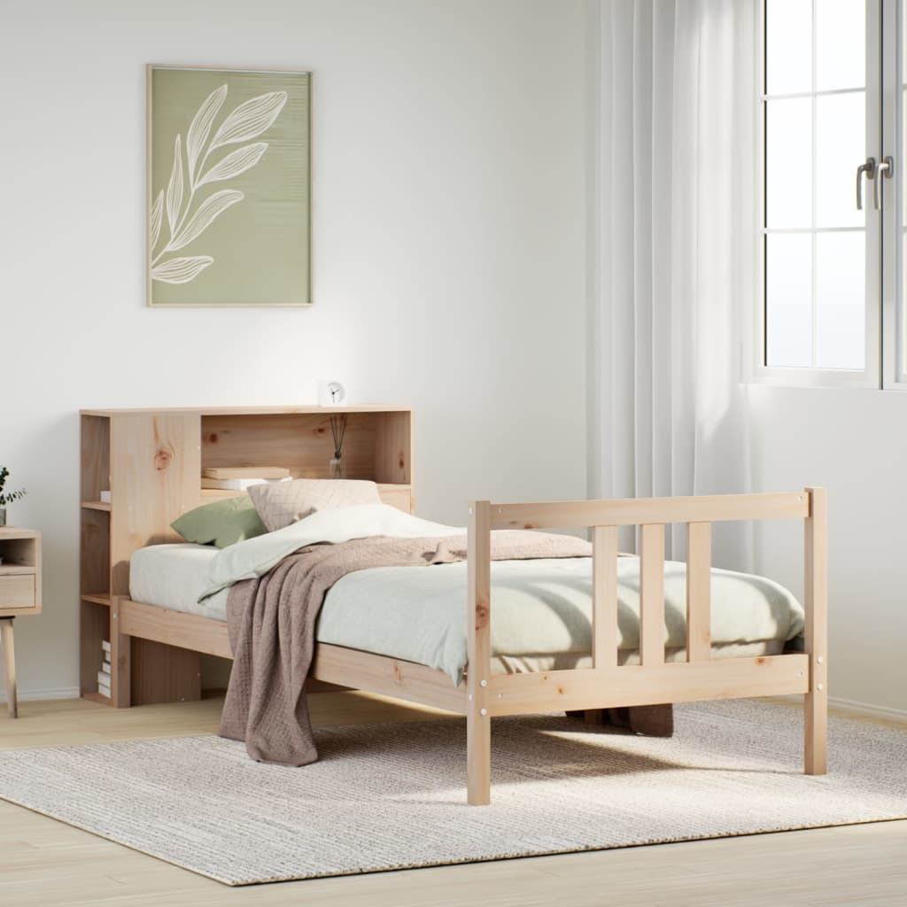 vidaXL Κρεβάτι Βιβλιοθήκη Χωρίς Στρώμα 75x190 εκ Μασίφ Ξύλο Πεύκο