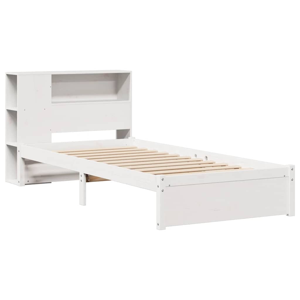 vidaXL Κρεβάτι Βιβλιοθήκη Χωρίς Στρώμα Λευκό 75x190 εκ Μασίφ Πεύκο