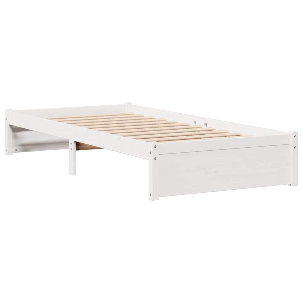 vidaXL Κρεβάτι Βιβλιοθήκη Χωρίς Στρώμα Λευκό 75x190 εκ Μασίφ Πεύκο